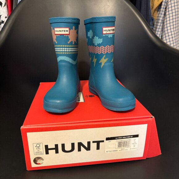 HUNTER Kids' First Weather Rain Boot In Frolicking Blue 9B - Picture 1 of 3